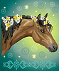Vector clipart: Horse portrait with flowers20