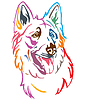 Vector clipart: Colorful decorative portrait of Dog Berger Blanc