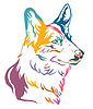 Colorful decorative portrait of Dog Welsh Corgi