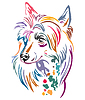 Colorful decorative portrait of Chinese Crested