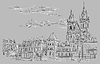 Graue Hand, die Prag 10 zeichnet | Stock Vektrografik