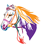 Vector clipart: Colorful decorative horse 