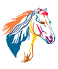 Vector clipart: Colorful decorative horse 13