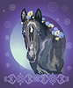 Vector clipart: Horse portrait with flowers 37