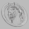 Grey stone head of horse
