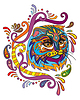 Vector clipart: Colorful ornamental cat 
