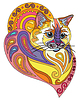 Vector clipart: Colorful ornamental cat 10