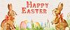 Photo 300 DPI: Watercolor banner with rabbits