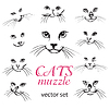 Vector clipart: Abstract cats muzzle set