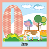 Vector clipart: Flat animal numbers 0