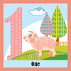 Vector clipart: Flat animal numbers 