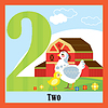 Vector clipart: Flat animal numbers 