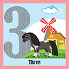 Vector clipart: Flat animal numbers 