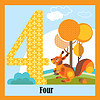Vector clipart: Flat animal numbers 