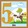 Vector clipart: Flat animal numbers 