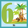Vector clipart: Flat animal numbers 