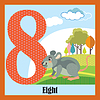 Vector clipart: Flat animal numbers 