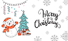 Vector clipart: Horizontal Christmas card snowman jingle bells