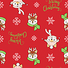 Seamless pattern Merry Christmas animals on red