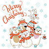 Vector clipart: Christmas card congratulations with cute cartoon