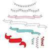 Conjunto de guirnaldas navideñas y serpentinas. | Ilustración vectorial