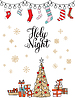 Vector clipart: Merry Christmas congratulation card present socks
