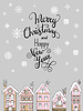 Vector clipart: Merry Christmas congratulation card with houses