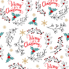 Seamless pattern Christmas plants and mistletoe