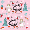 Seamless pattern unicorn and Christmas tree