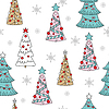 Seamless pattern Christmas trees and snowflakes