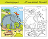 Vector clipart: Coloring and color elephant