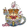 Vector clipart: Colored kawaii cute dog in cup