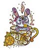 Vector clipart: Colored kawaii cute rabbit in cup