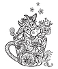 Kawaii cute cow in cup coloring