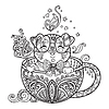 Vector clipart: Kawaii cute dog in cup coloring