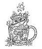 Vector clipart: Kawaii cute raccoon in cup coloring
