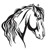 Abstract portrait of black contour horse