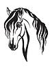 Abstract portrait of black contour horse