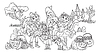 Vector clipart: cartoon halloween ghost, cowgirl, witch