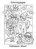 Vector clipart: Coloring Halloween cute ghost and witch friends