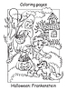 Färben Halloween süße Kinder in Kostümen und Hund | Stock Vektrografik