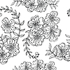 Vector clipart: Seamless pattern contour flowers monochrome
