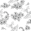 Vector clipart: Seamless pattern birds and flowers
