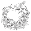Vector clipart: Coloring flowers and birds 