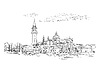 Venice skyline view hand drawing panorama