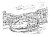 Venice skyline hand drawing Rialto Bridge