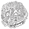 Vector clipart: Lets go camping unicorn