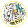 Vector clipart: Lets go camping colorful unicorn