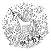 Vector clipart: Doodle unicorn be happy