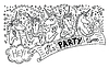 Vector clipart: Doodle unicorn party